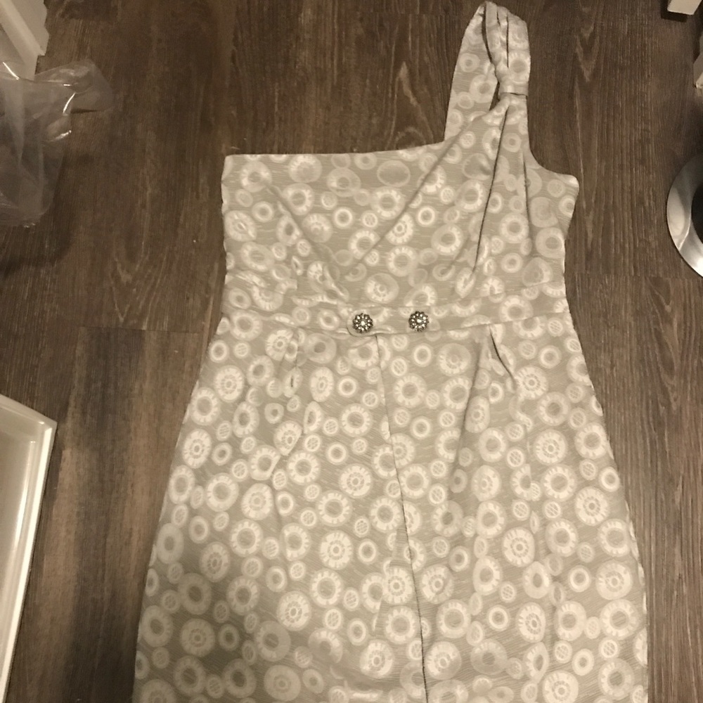 Anthropologie silver one shoulder dress. Sz 14. - Picture 3 of 5